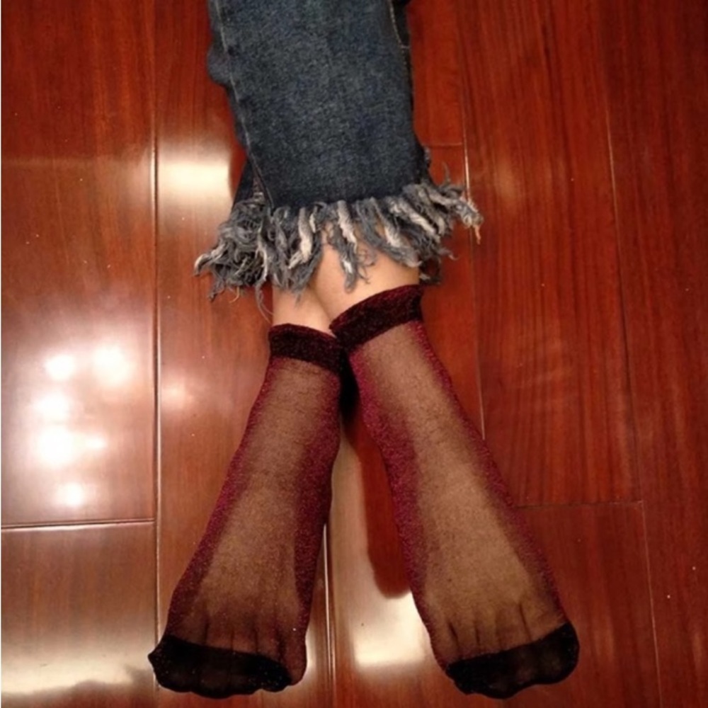 ($3 if bundled with full price item) Red Glitter Stocking Socks
